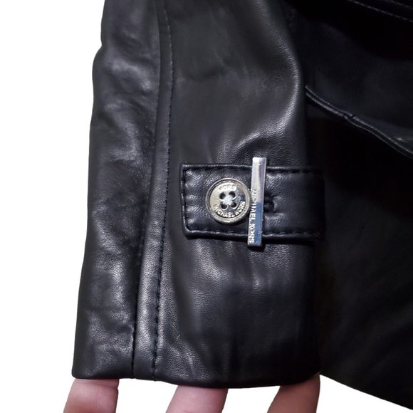 NWT Michael Kors Leather Jacket Moto Black Belt Long Asymmetrical Zip Sz XS READ - Picture 8 of 15